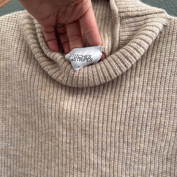 Stitches + Stripes 100% Mock Neck Sleeveless Ribbed Knit Dress Sz M - Picture 7 of 8